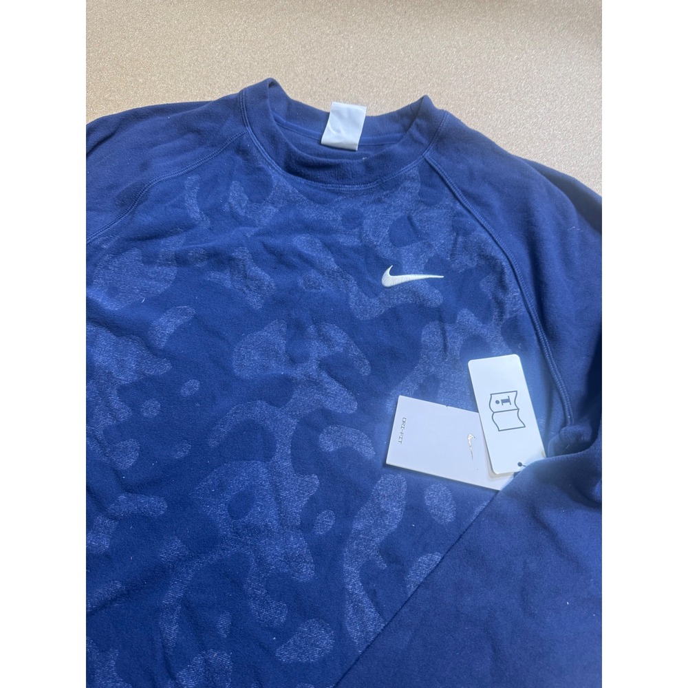 Nike Dri-FIT Navy Blue Camo Print Crewneck Sweatshirt Men's Medium